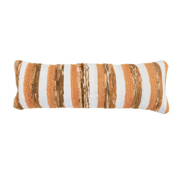 Evette Rios Lucia Brown/Multi-Color Natural Jute Striped Soft Poly-Fill 14 in. x 36 in. Indoor Throw Pillow