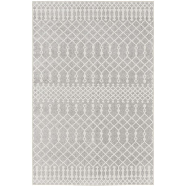 3 ft. x 5 ft. Gray And Ivory Moroccan Washable Area Rug