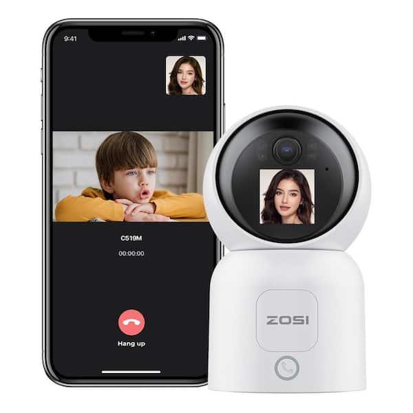 Wired C519M 2.5K 4 MP Indoor Smart Home Security Camera, 360-Degree PT Baby/Pet Dog Monitor, 1-Touch Call, 2-Way Audio
