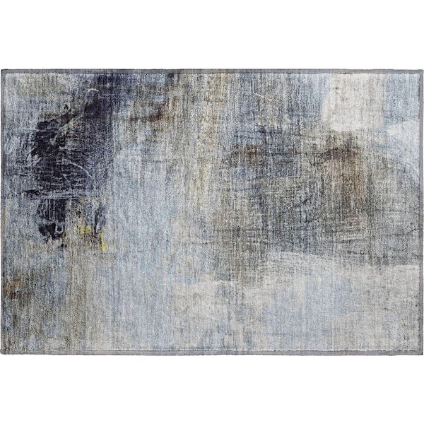 Mayfield Premium Machine Washable Abstract AMF2117 Sky 2 ft. x 3 ft. Accent Rug