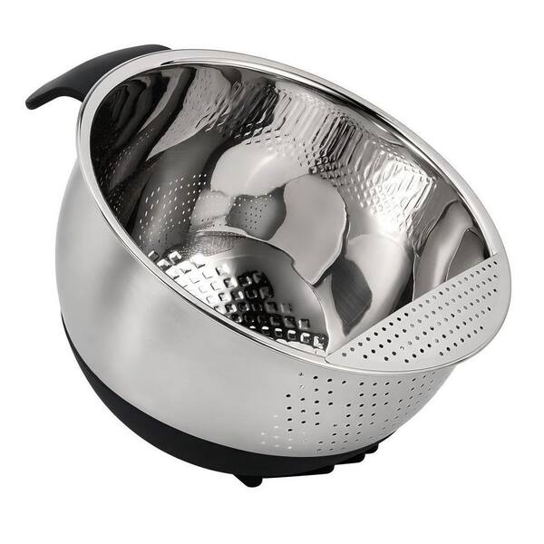 Rice Washing Bowl with Strainer Quinoa Washer Bowl, Stainless Steel Side Drainer Colander for Cleaning Fruit, Vegetable