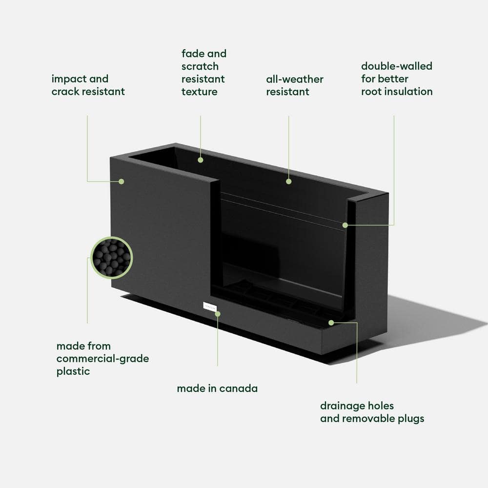 Veradek Black Rectangular Plastic Planter Box 32"