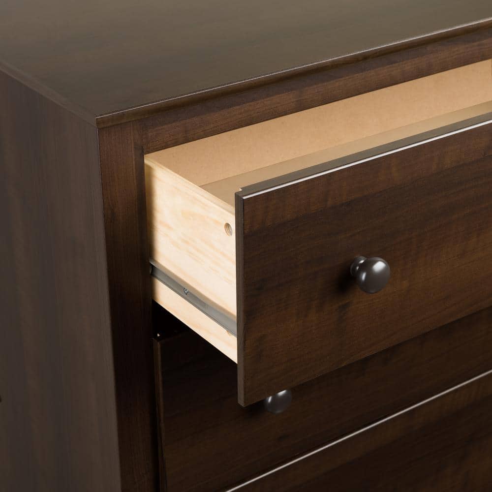Espresso 3-Drawer Tall Nightstand with Metal Knobs