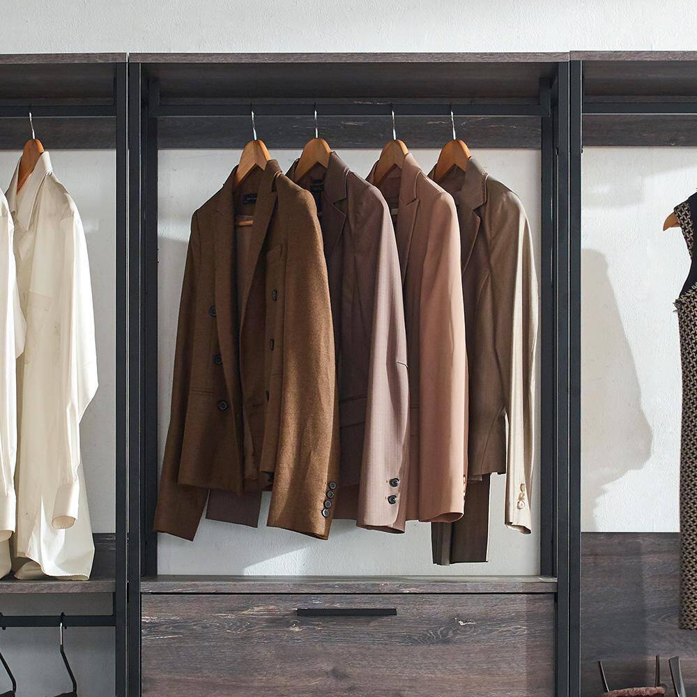 Monica Gray and Black Engineered Wood Closet System with Drawers