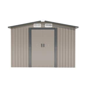 8 ft. W x 10 ft. D Outdoor Metal Brown Storage Shed with Lockable Door and 4 Ventilation Slots(80 sq. ft.)