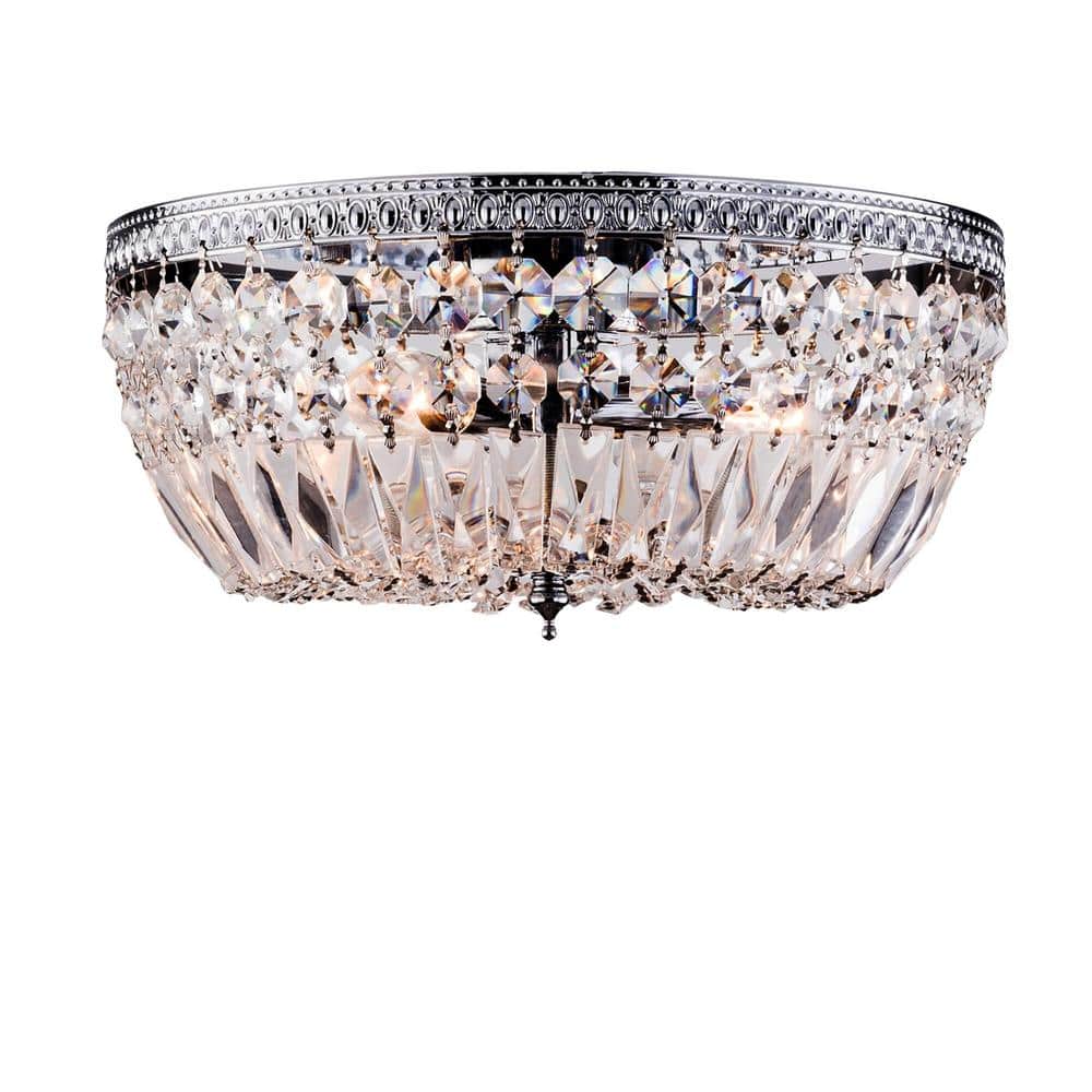 Jessica 11.8" Chrome Flush Mount Crystal Basket Light