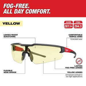 Yellow Safety Glasses Fog-Free Lenses