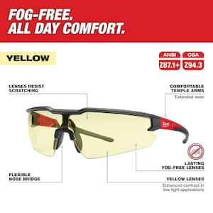 Safety Glasses with Yellow Fog-Free Lenses (12-Pack)