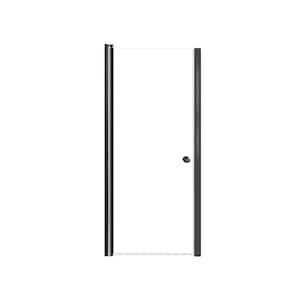 Lyna 30 in. W x 70 in. H Pivot Frameless Shower Door in Matte Black with Clear Glass