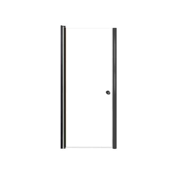 Transolid Lyna 30 in. W x 70 in. H Pivot Frameless Shower Door in Matte Black with Clear Glass