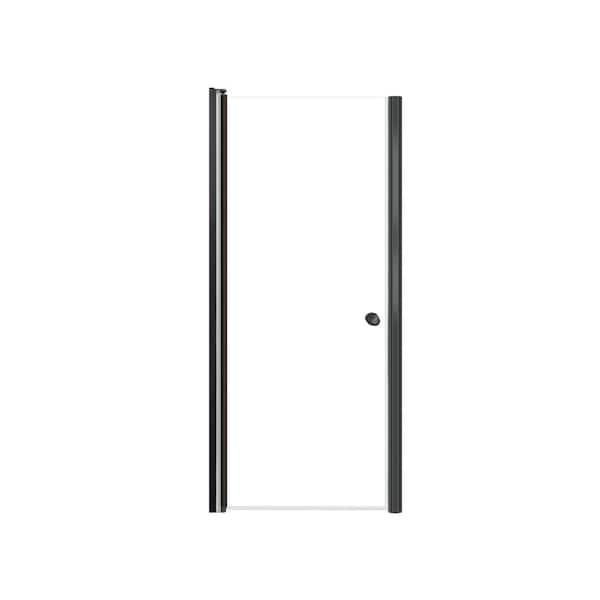 Lyna 30 in. W x 70 in. H Pivot Frameless Shower Door in Matte Black with Clear Glass