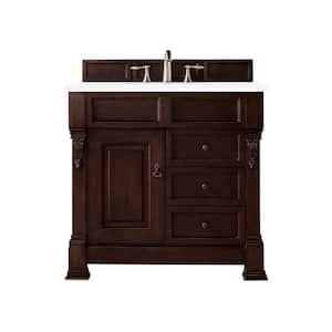 Brookfield 36.0 in. W x 23.5 in. D x 34.3 in. H Bathroom Vanity in Burnished Mahogany with White Zeus Quartz Top