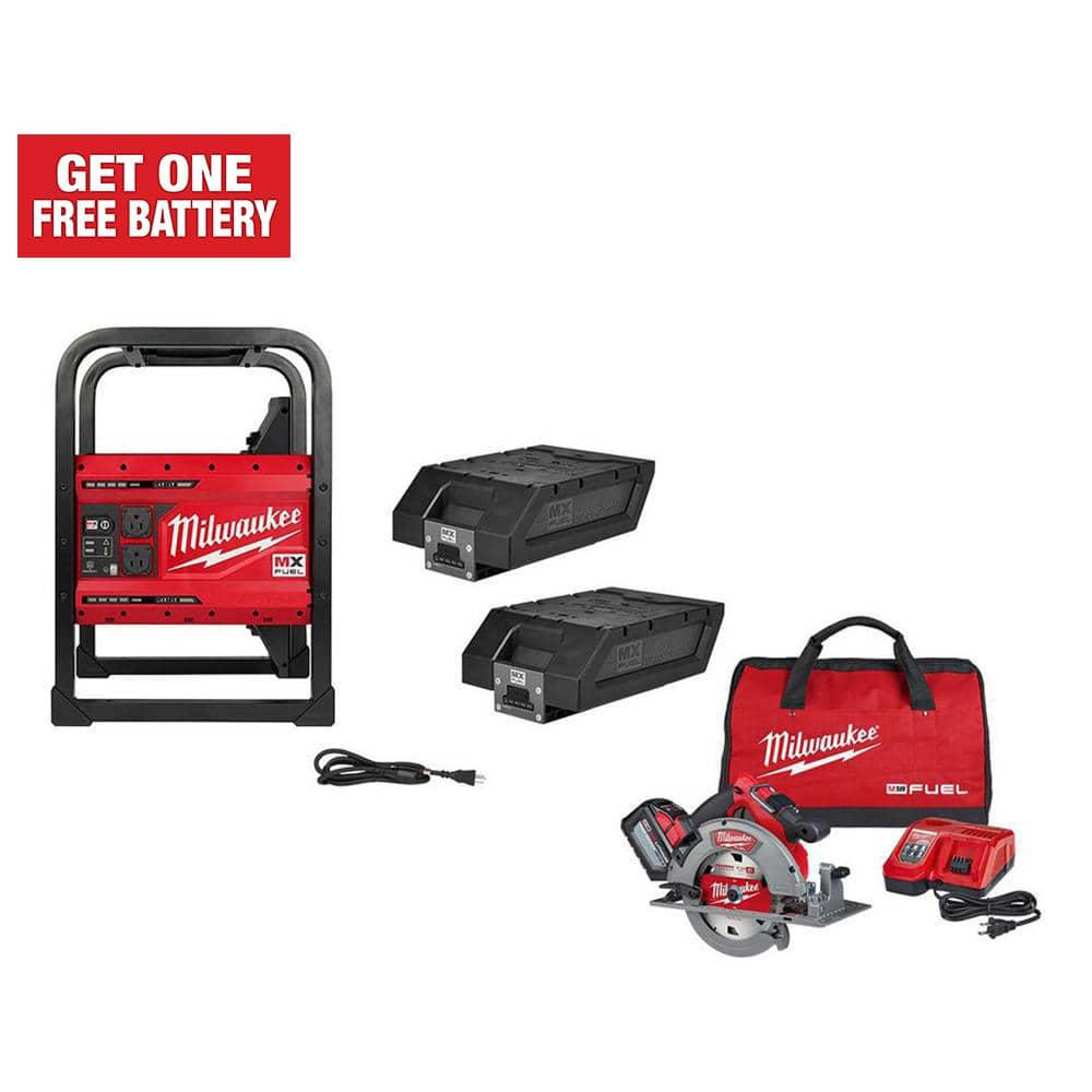 Milwaukee MX FUEL 3600W/1800W Lithium-Ion Battery Powered Portable Power Station w/ M18 FUEL 7-1/4 in. Circ Saw Combo Kit (2-Tool) -  MXF0022732