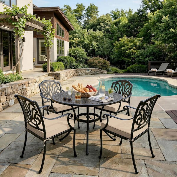 19 x 19 x 4 in. (4-Pack) Square Outdoor Waterproof Patio Replacement Seat Cushions with Ties and Handle, Sand