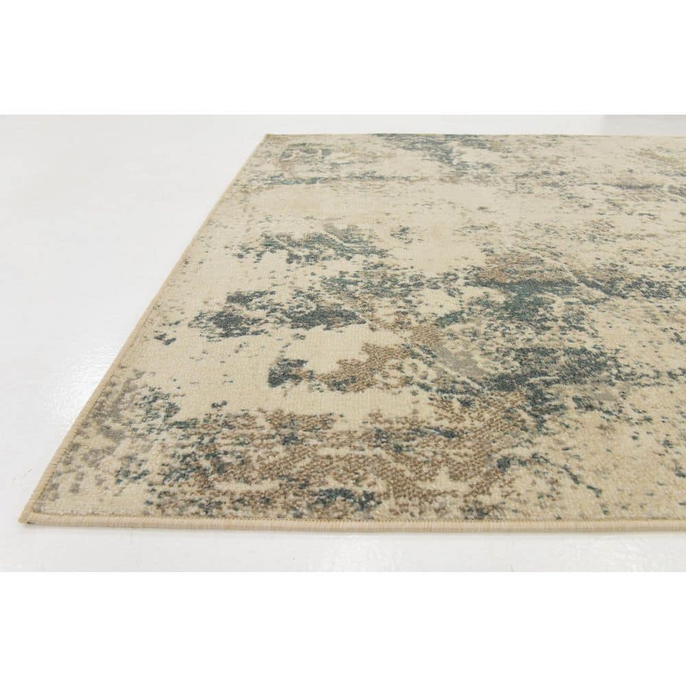 Gray Abstract 8' x 10' Synthetic Stain-Resistant Rug