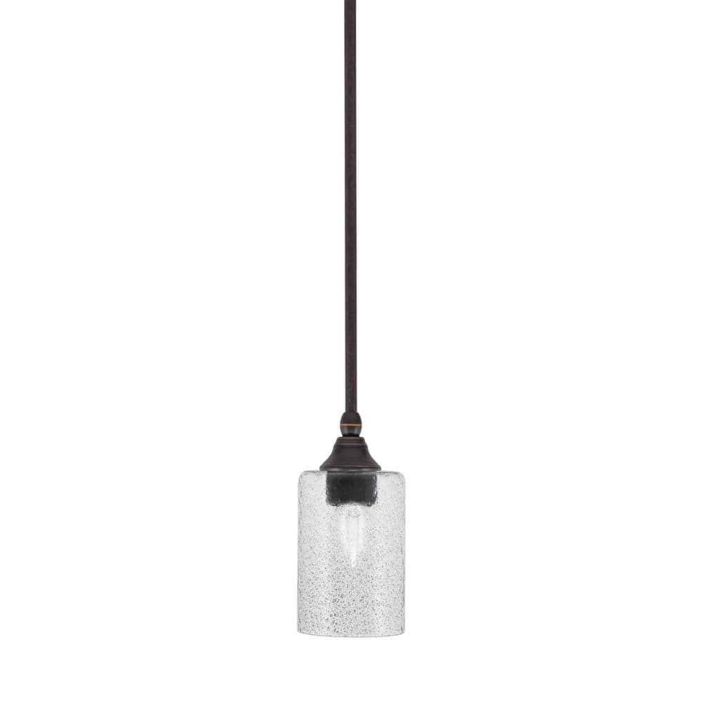 Sparta 100-Watt 1-Light Dark Granite Shaded Pendant Light with Smoke Bubble