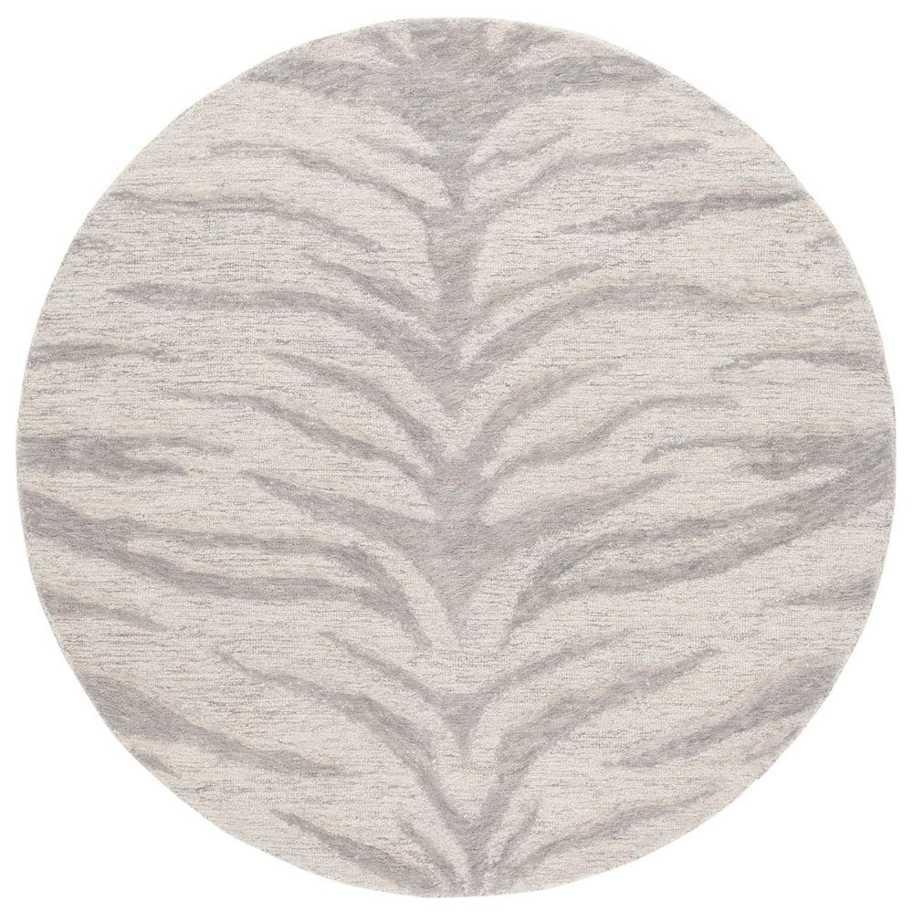 Ebony 6 ft. x 6 ft. Gray/Ivory Zebra Striped Round Area Rug price history on PriceWatchPro