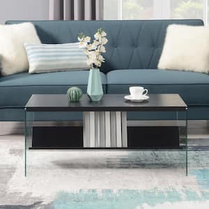 SoHo 40 in. Black Short Rectangle Particle Board Coffee Table with Glass Sides