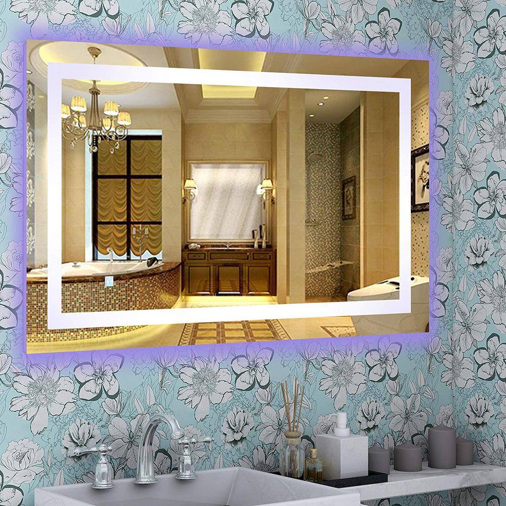 Frameless Rectangular LED Bathroom Vanity Mirror with Touch Sensor