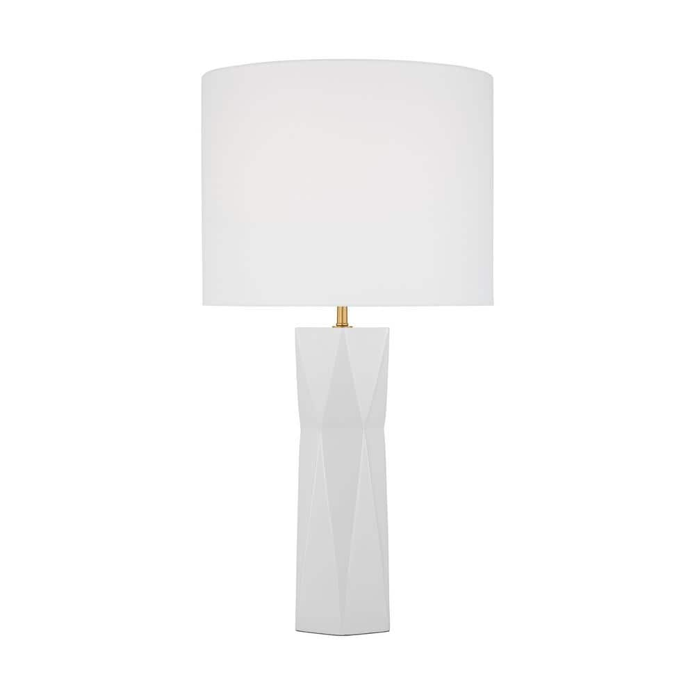 SCOTT LIVING Fernwood 26 .5 in. Gloss White Medium Table Lamp with ...