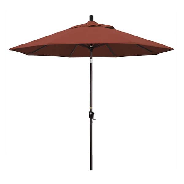 9 ft. Aluminum Push Tilt Patio Umbrella in Terracotta Olefin