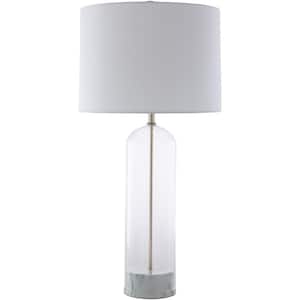 Nayoro 29 in. White/Clear Indoor Table Lamp with White Drum Shaped Shade