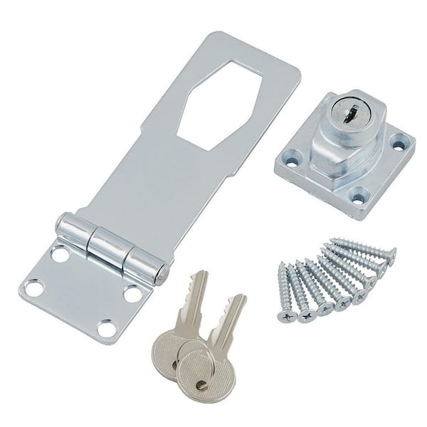 Everbilt 4-1/2 in. Zinc-Plated Key Locking Safety Hasp