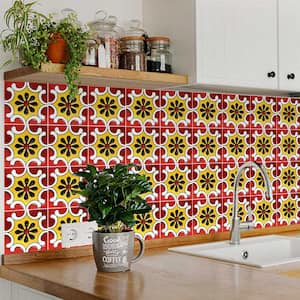 Red, Black and Yellow O10 12 in. x 12 in. Vinyl Peel and Stick Tile (24 Tiles, 24 sq. ft./pack)
