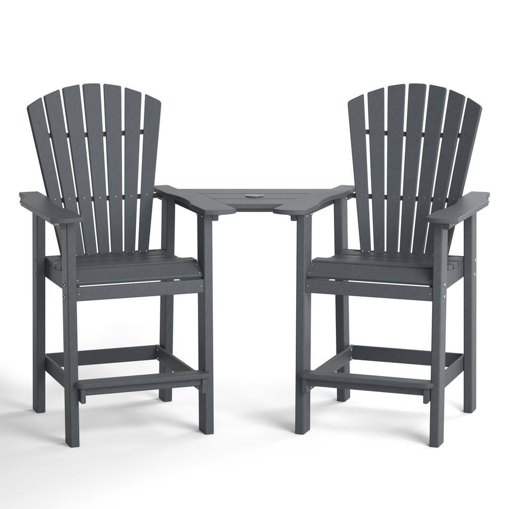 All Weather Outdoor Furniture Wood Like HDPE Gray Plastic Outdoor Bar