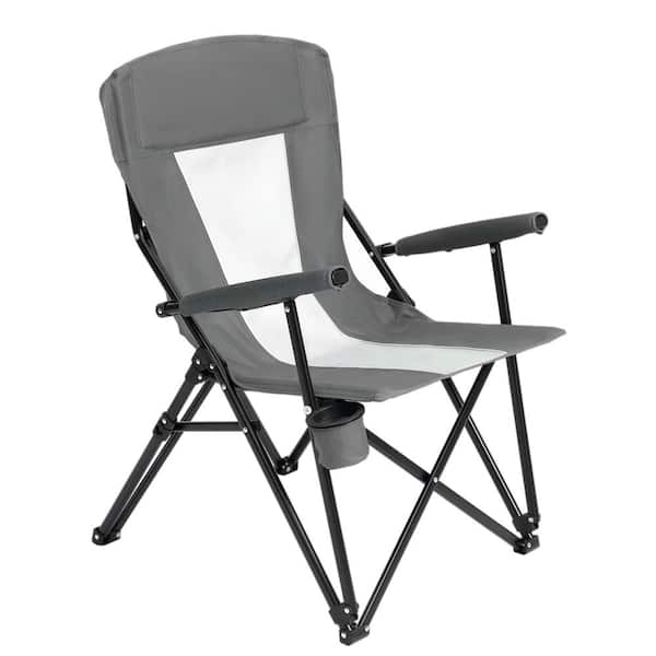 Unbranded Steel Outdoor Folding Mesh Quad Camping Chair, Portable Camping Stool with Cup Holder and Carry Bag.