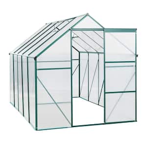 6 ft. D x 10 ft. W x 6 ft. H Polycarbonate Greenhouse Raised Base and Anchor Aluminum Heavy Duty, Green