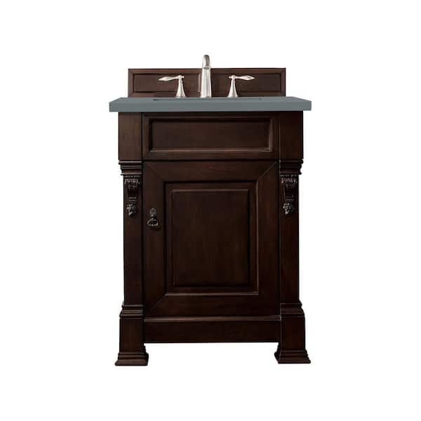 James Martin Vanities Brookfield 26 in. W x 23.5 in. D x 34.3 in. H Bathroom Vanity in Burnished Mahogany with Cala Blue Quartz Top