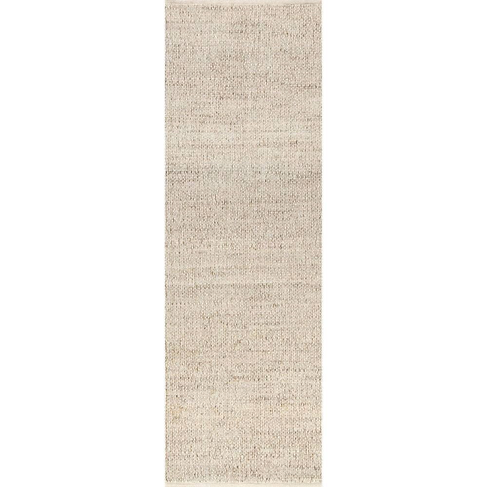 Elfriede Natural Handwoven Jute & Cotton Runner Rug, 2' 6" x 12'