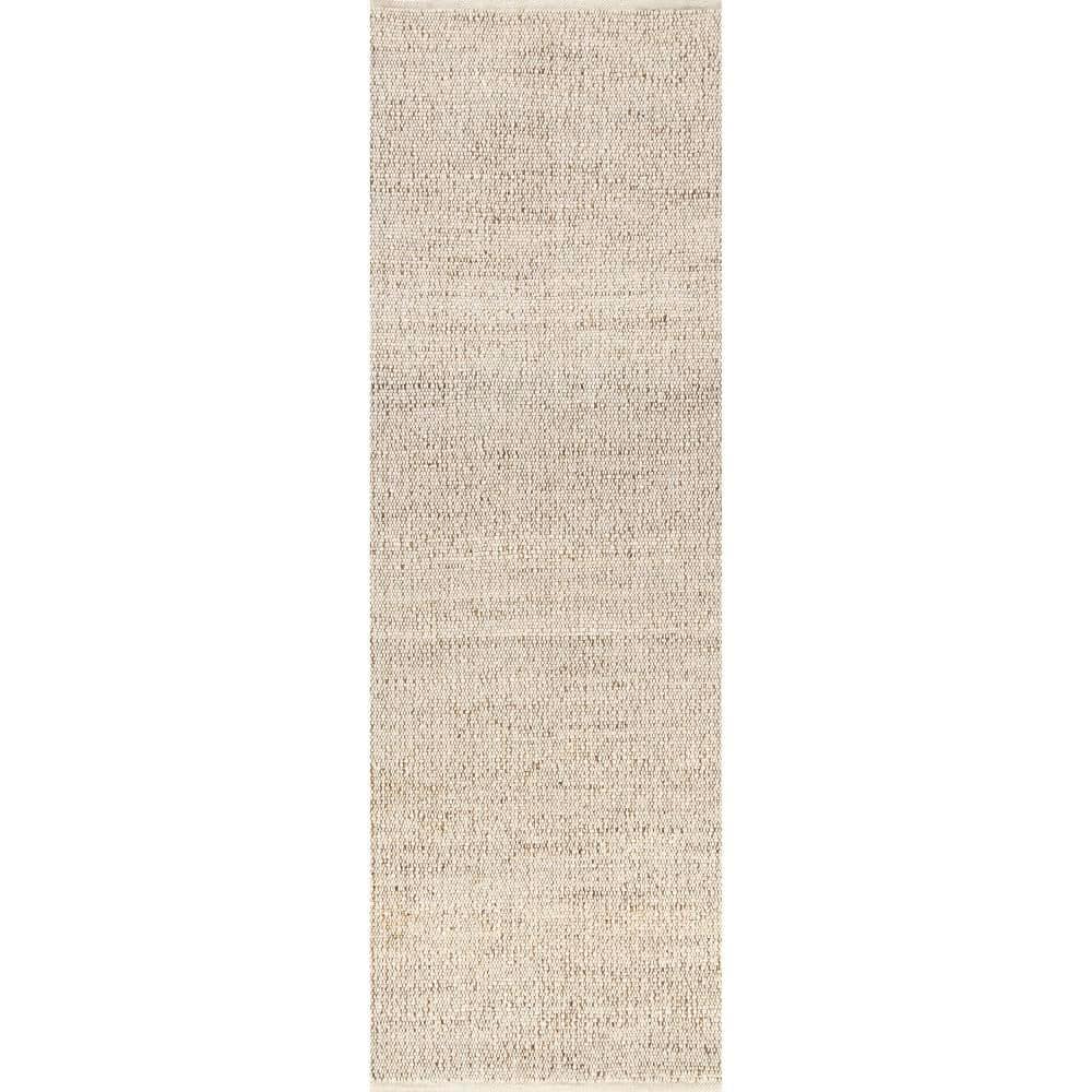 Elfriede Natural Handwoven Jute & Cotton Runner Rug, 2' 6" x 12'