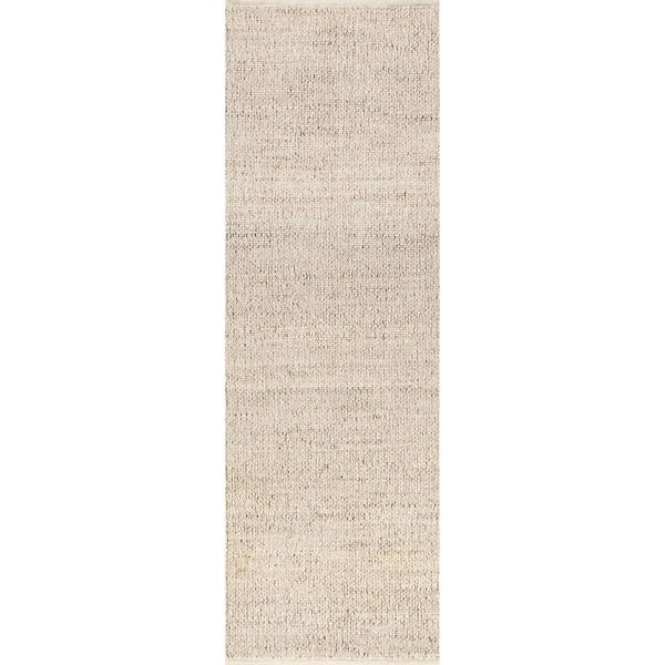 Elfriede Solid Jute Natural 3 ft. x 12 ft. Runner Rug