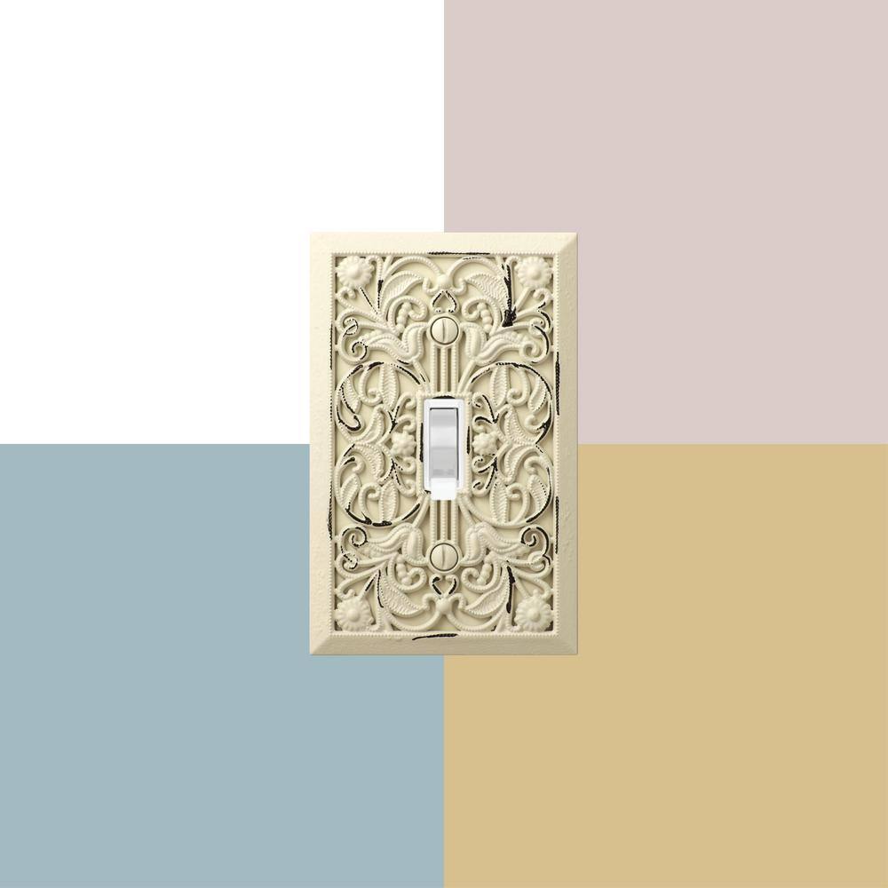 Antique White Cast Metal Filigree Duplex Wall Plate