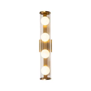 23.8 in. 4-Light Gold Dimmable Bathroom Vanity Light with Glass Shades