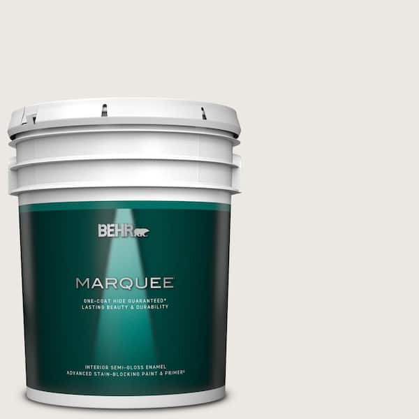 BEHR MARQUEE 5 gal. #MQ3-32 Cameo White One-Coat Hide Semi-Gloss Enamel Interior Paint & Primer