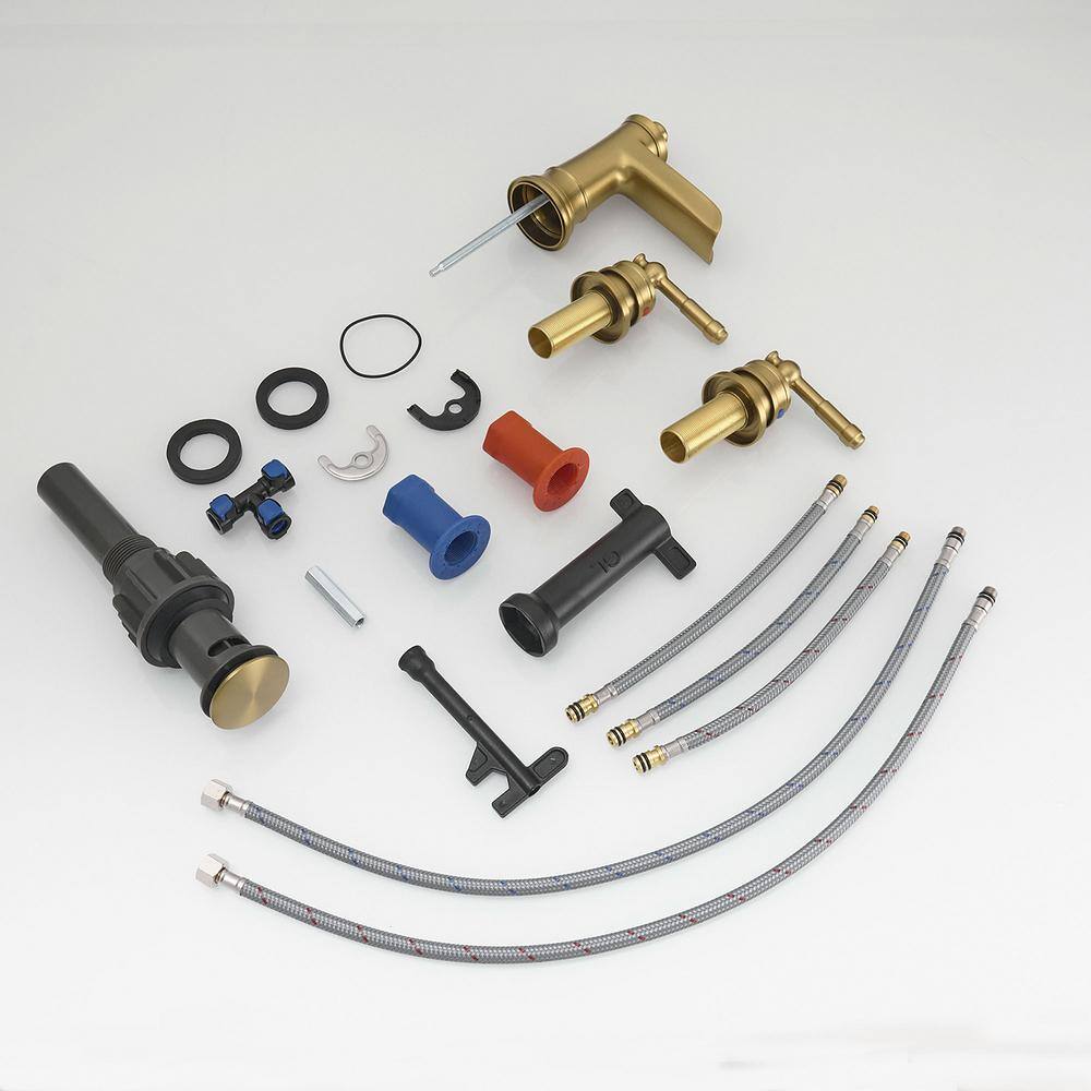 Brushed Gold 8-Inch Widespread Double Handle Bathroom Faucet