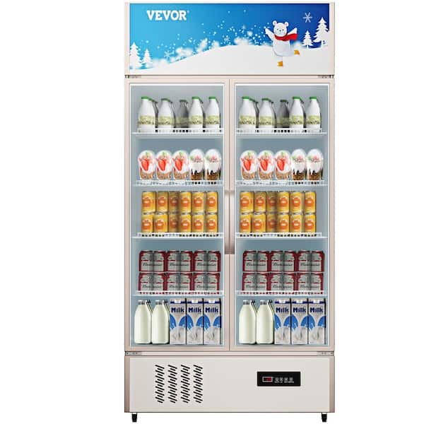 VEVOR Commercial Refrigerator Capacity 23 cu.ft. Glass Door Display Fridge Upright Beverage Cooler with LED Light, Silver