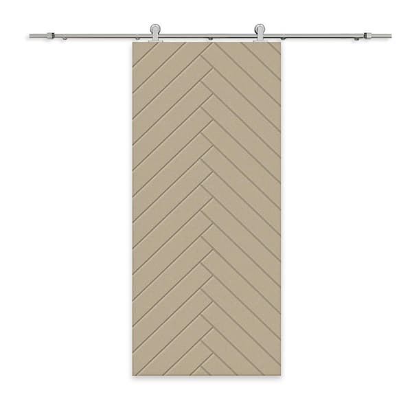 CALHOME 42 in. x 96 in. Unfinished Composite MDF Paneled Interior Sliding Barn Door with Hardware Kit