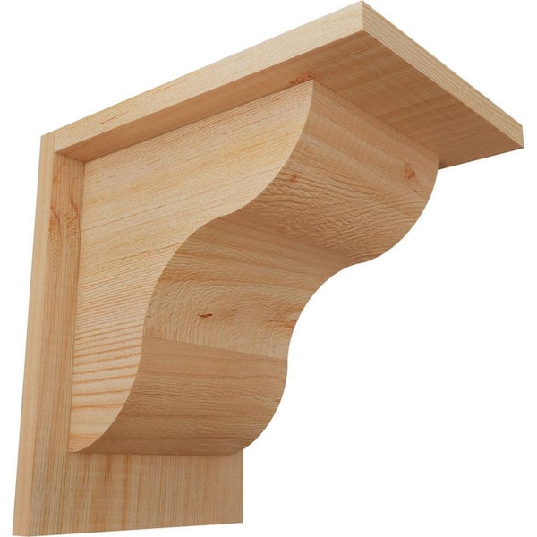 Ekena Millwork 7-1/2 in. x 10 in. x 10 in. Douglas Fir Carmel Smooth Corbel with Backplate