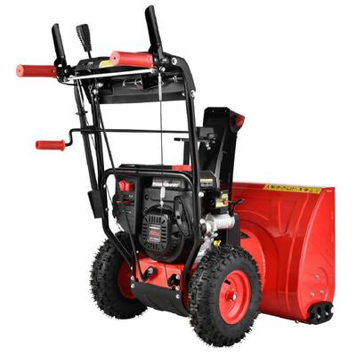 24 in. 2-Stage Electric Start Gas Snow Blower with Heated Handles and LED Light