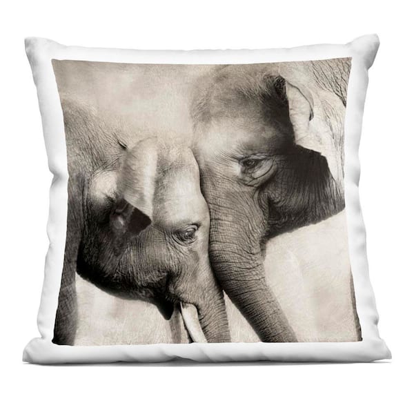 Stupell Industries Elephant and Baby Hug Grey Abstract Polyester 18 in. x 18 in. Throw Pillow