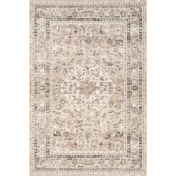 Keyara Spill Proof Washable Stone 2 ft. x 3 ft. Indoor Area Rug