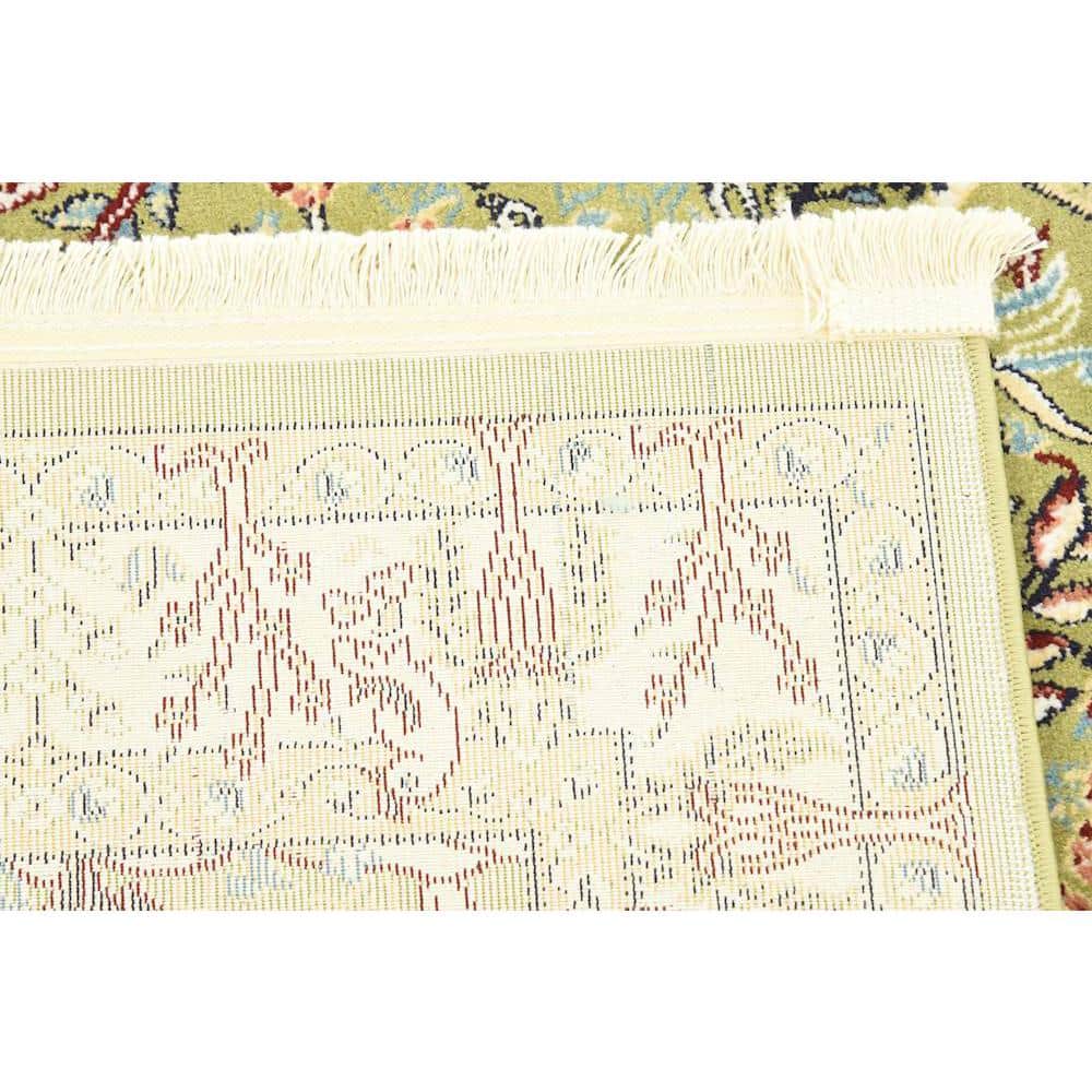 Green Rectangular Persian-Style Stain-Resistant Area Rug
