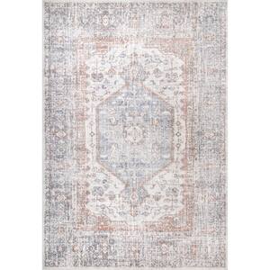 Jacquie Grey 5 ft. x 8 ft. Machine Washable Vintage Floral Indoor Area Rug