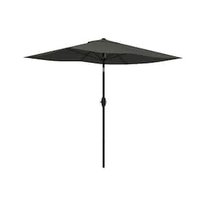 6.5 ft. x 10 ft. Outdoor Steel Rectangular Market Umbrella with Crank and Push Button Tilt in Dark Gray