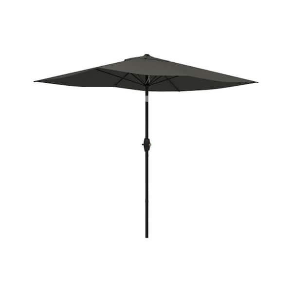 ITOPFOX 6.5 ft. x 10 ft. Outdoor Steel Rectangular Market Umbrella with Crank and Push Button Tilt in Dark Gray