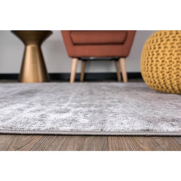 Distressed Modern Abstract Gray 2 ft. x 3 ft. Area Rug